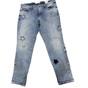 Cambio Embroidered Star Patch Jeans Women Size 10 Y2K Festival Western Denim